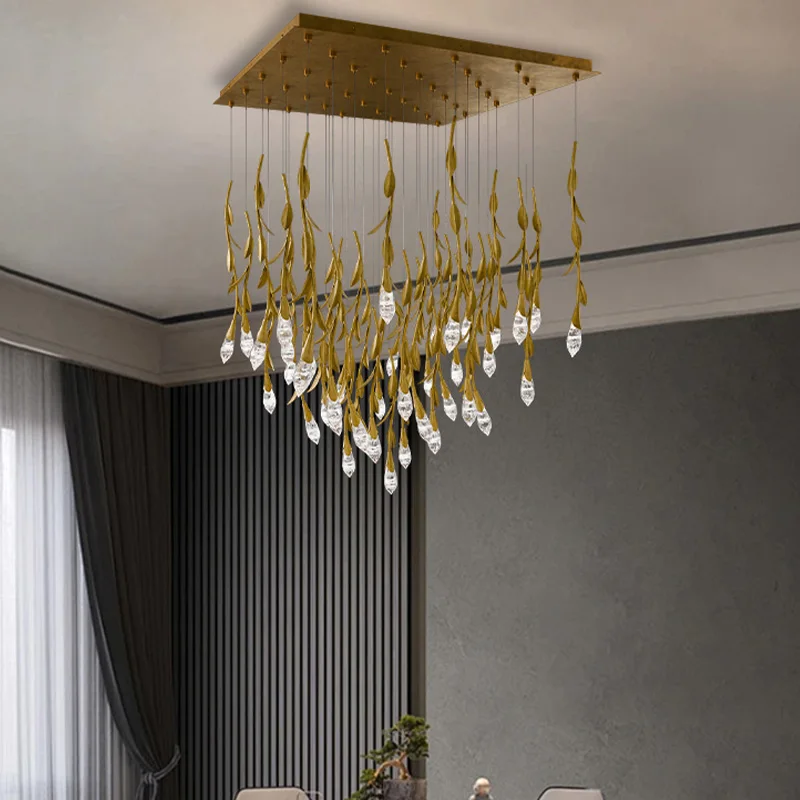 Luxury American Black Crystal Lustre Chandelier, Dimmable Round Hardware Pendant Lamp for Villa