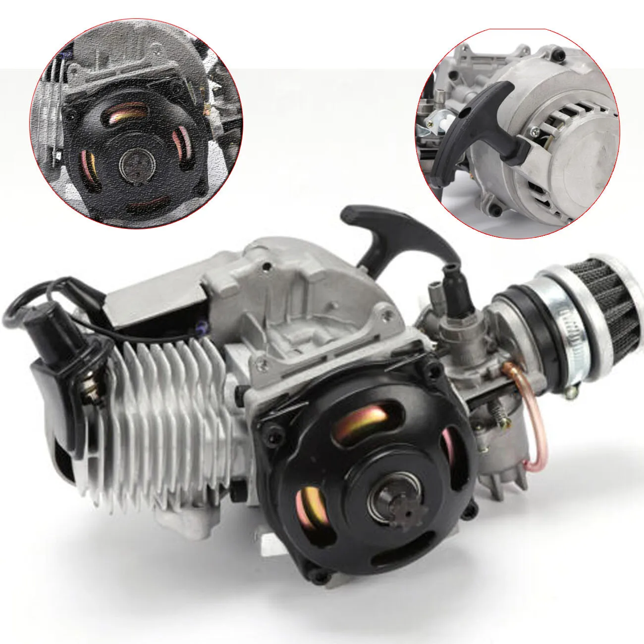 49cc alumínio dois tempos minimoto motor peças kit pull start unidade de motor completa para scooter bolso dirt bike quad atv