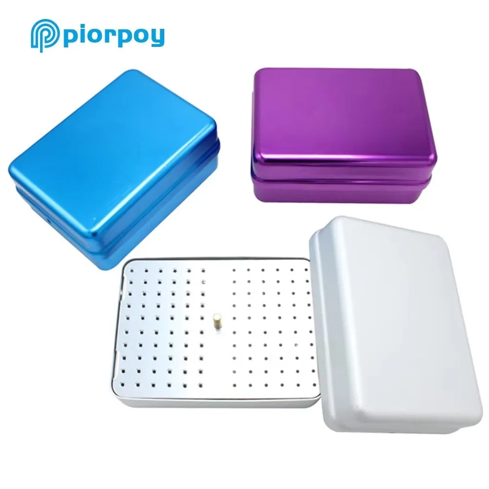 PIORPOY Dental Disinfection Endo Files Holder Box 120 Holes High Speed Needle Box Diamond Burs Drill Autoclave Sterilizer Case
