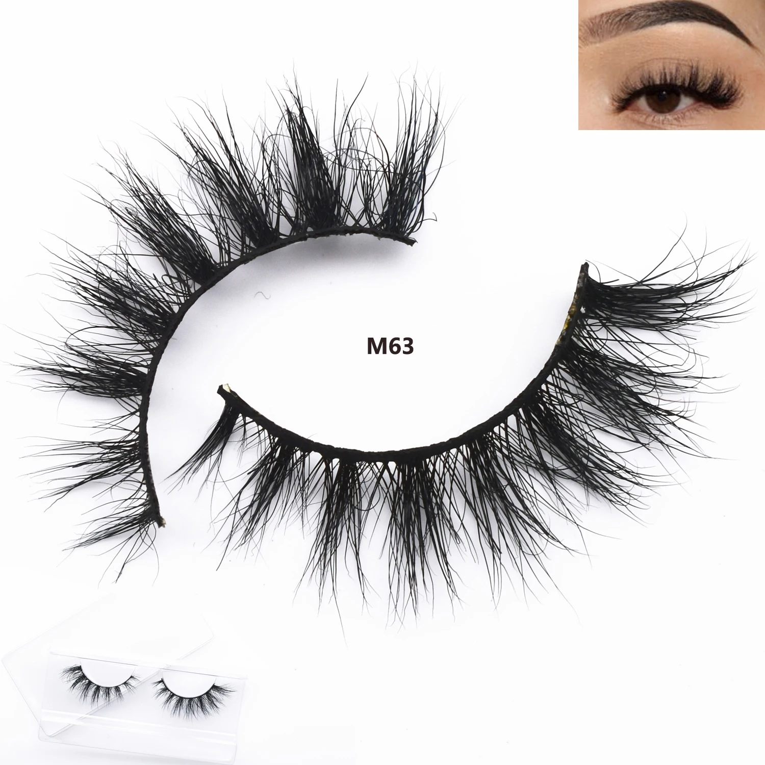 M63 Mink Eyelashes 3D Mink Lashes Cruelty Free Natural False Eyelashes Lashes Fluffy Soft Fake Lashes Extension Makeup Eyelashes