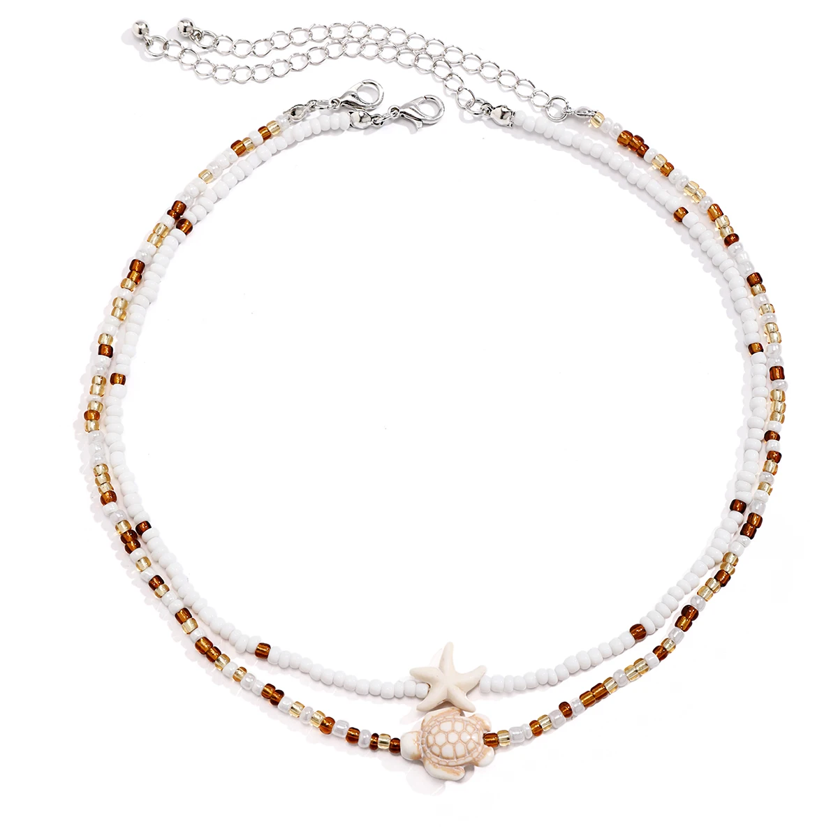 Ingemark Boho Seed Beads Clavicle Chain Necklace for Women Summer Beach Kpop Starfish Turtle Choker Y2K Jewelry Wed Accessories