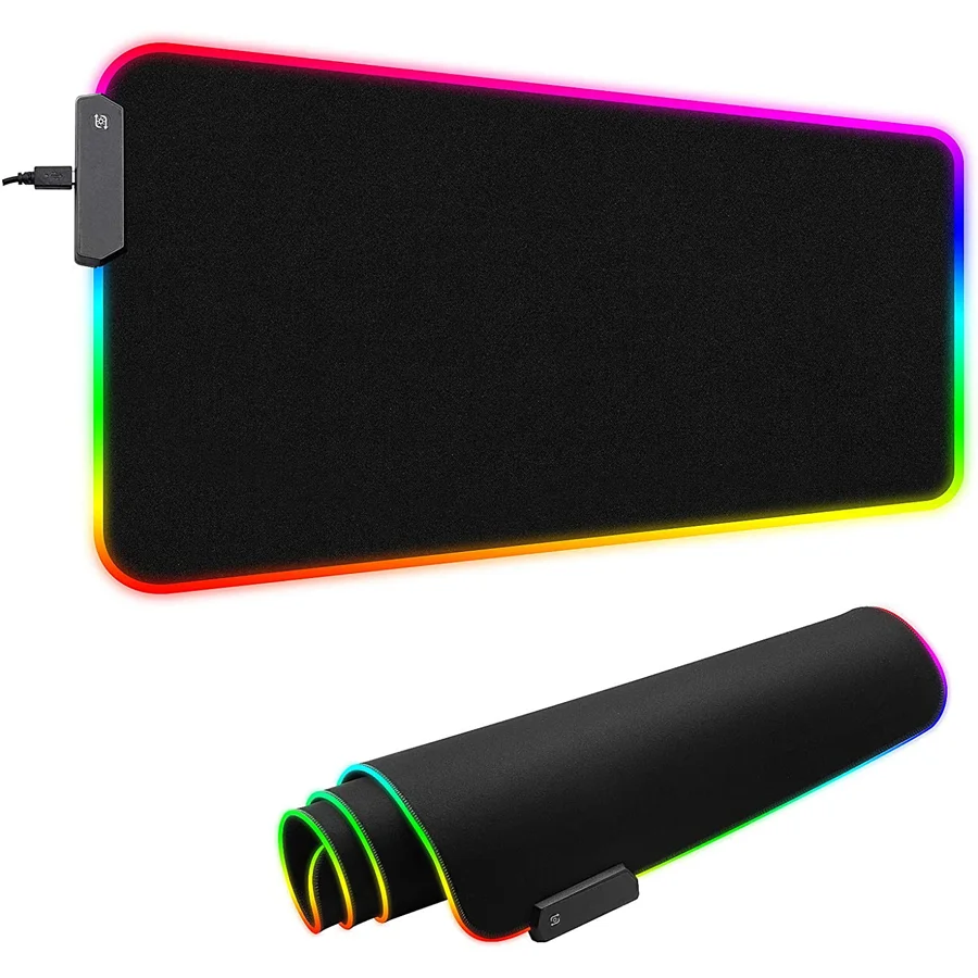 RGB Light Mousepad 80x30cm All Black LED Light Computer Mouse Mat Gamer Desk Mat Mouse Pad Non-slip For PC Keyboard Laptop