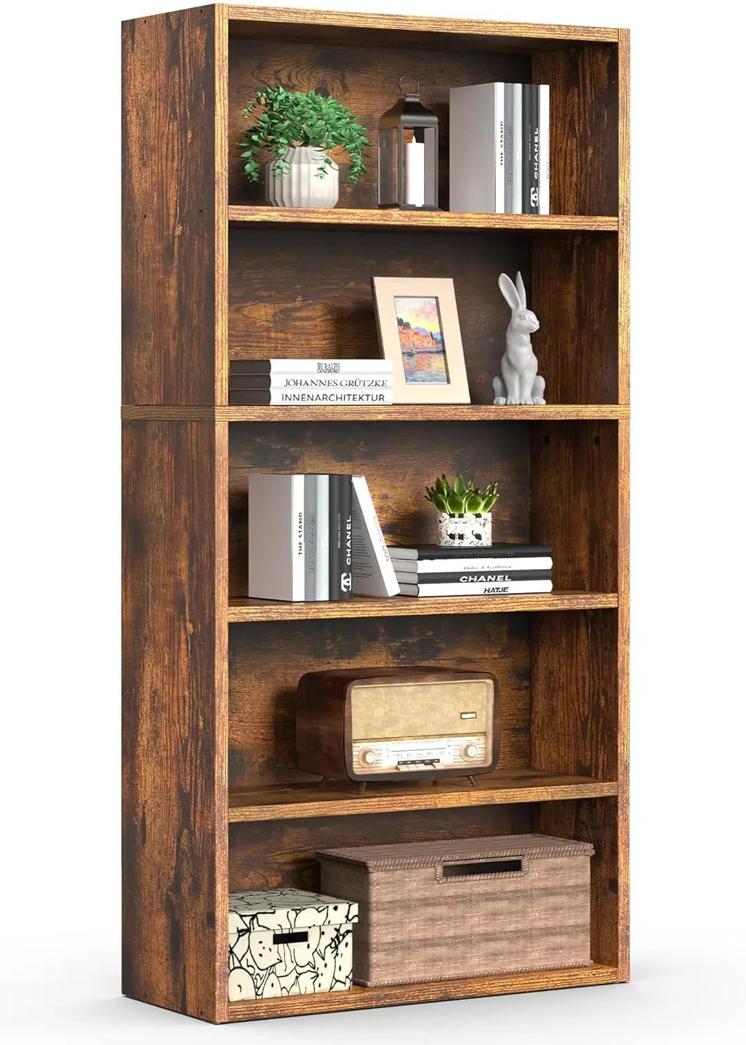 Bookshelf 53 Inch Open Storage Floor Standing Industrial Home Office Storage Organizer Free Standing,White