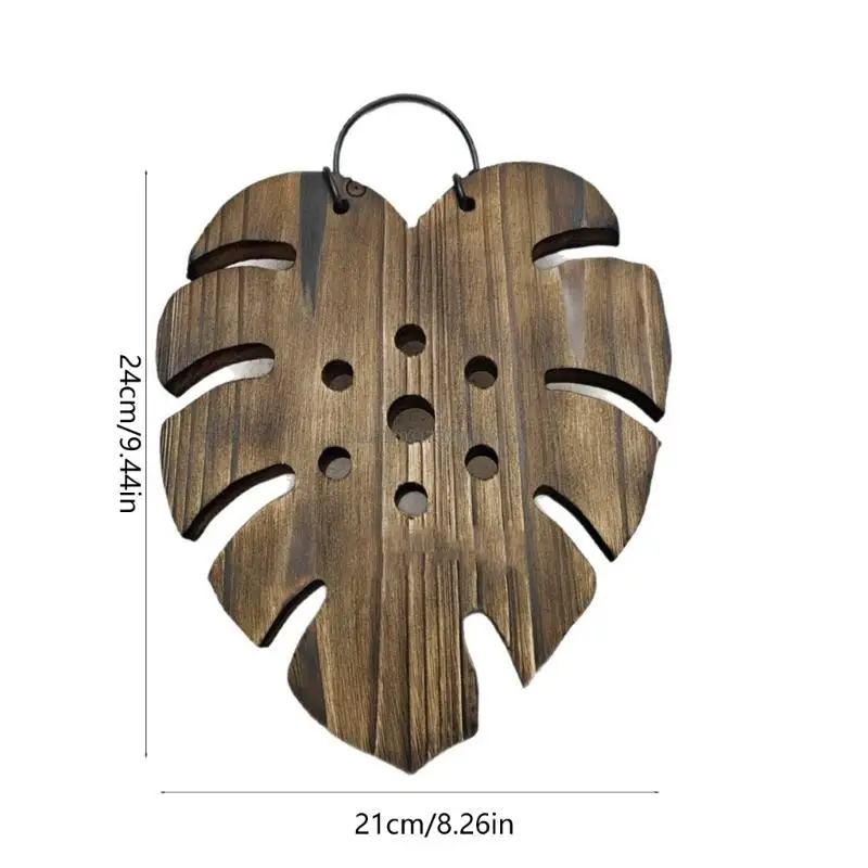حامل زرع خشبي معلق مصنوع يدويًا من أجل سرخس الستاغورن وتسلق الكرمة المزخرف على الحائط يتضمن خطافًا معدنيًا متينًا