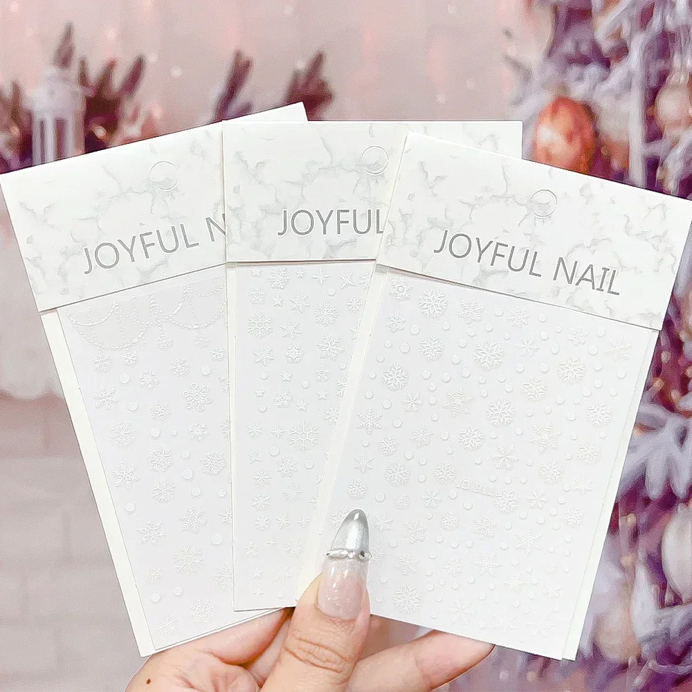 Christmas White Snowflake Tattoo Sticker 5D Snowflake Round Tattoo Eyeshadow Stickers Festival Nail Body Makeup Face Decoration