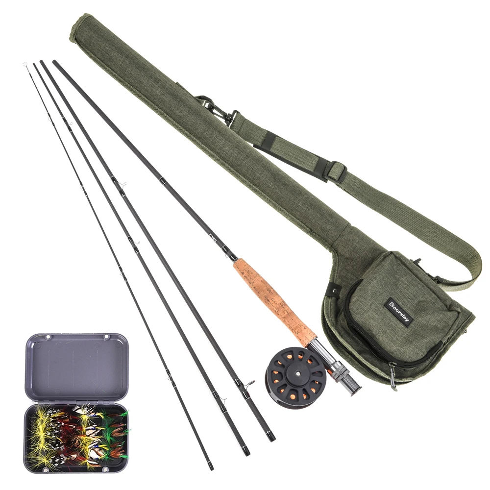 

9' Fly Fishing Rod and Reel Combo with Carry Bag 20 Flies Complete Starter Package Fly Fishing Kit