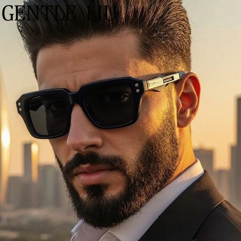 

Steampunk Square Polarized Sunglasses Men 2025 Luxury Brand Classic Driving Punk Trendy Glasses For Male Outdoor Shades UV400