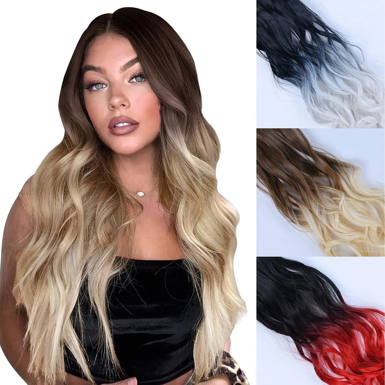 

Jeedou Synthetic Hair Extension No Clips One Piece Long Straight Black Gray Mix Color Natural Wavy Hair Convenient Hairpieces