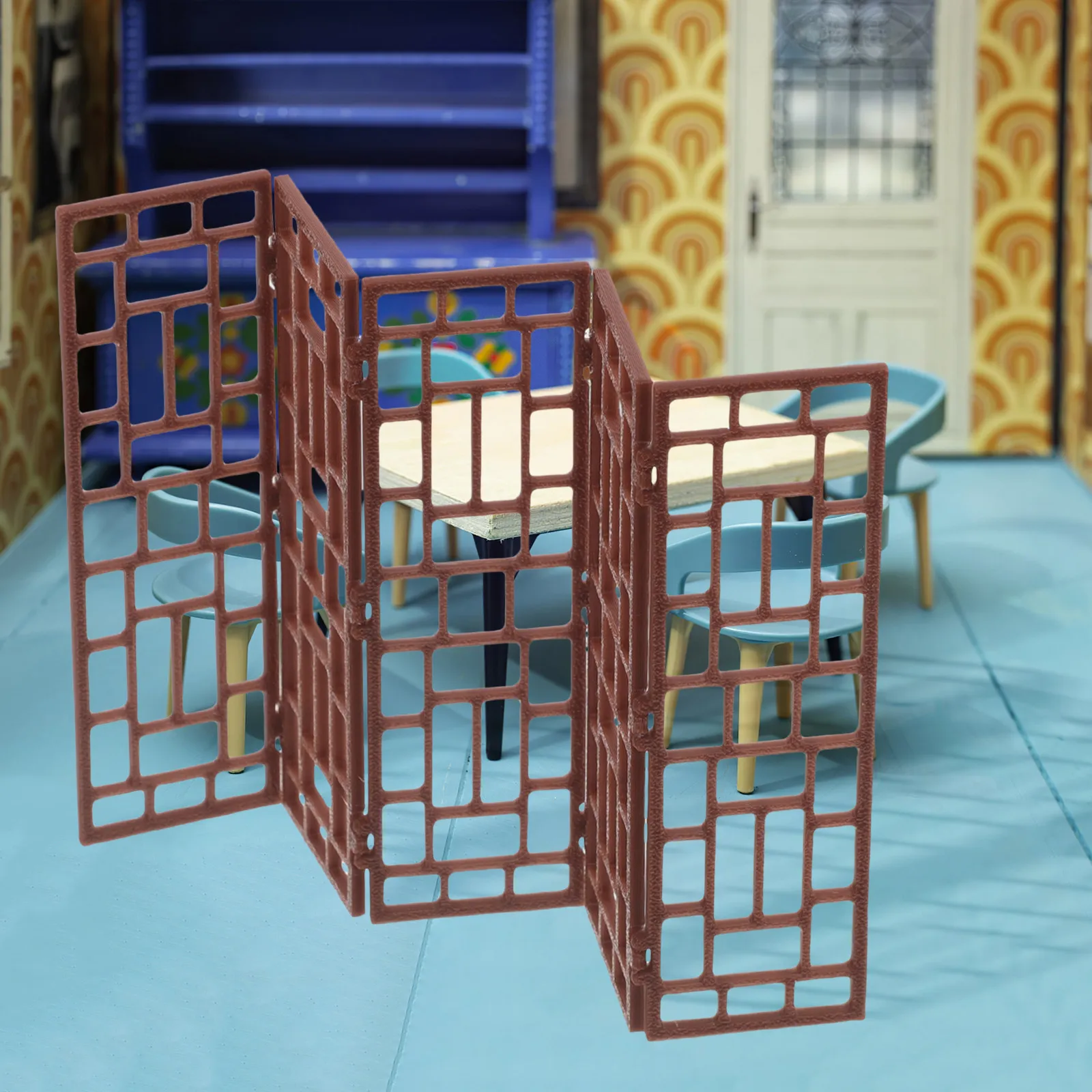 Mini Folding Screen Divider 1:20 Scale Chinese Style Vintage Divider Sand Table DIY Scene Miniature Art Folding