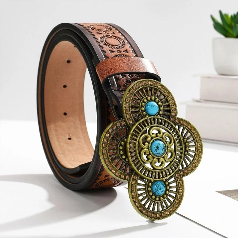 

652F Elegant Leather Belt Stylish Women's Cream Waist Belts Sophisticated Waistband for Stylish Outfits