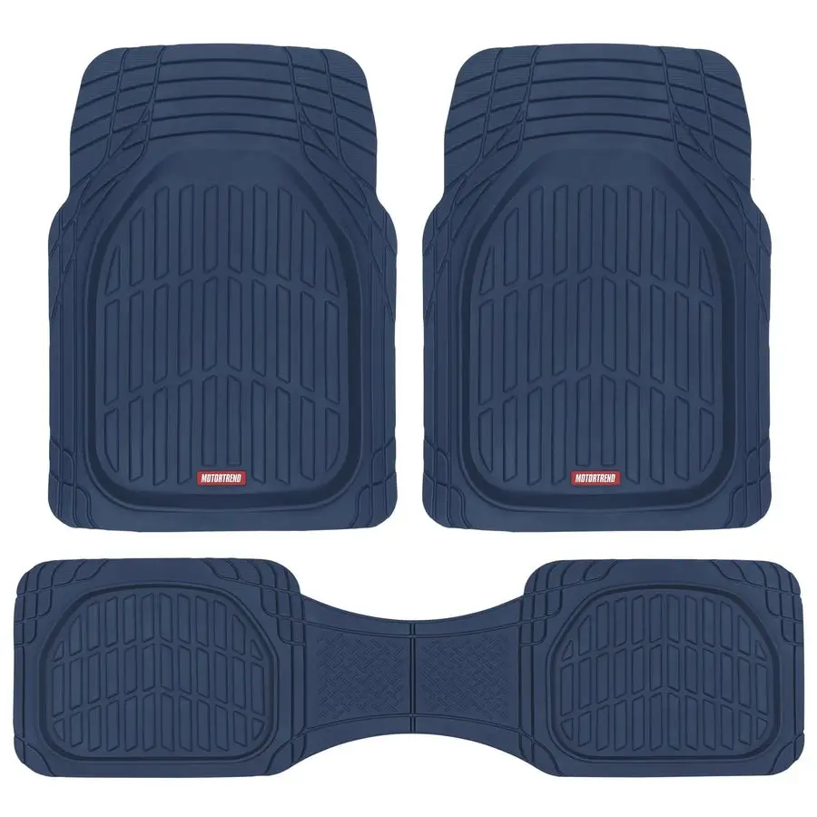

Heavy Duty Blue Rubber Car Mats Full Set Universal TrimtoFit All Weather Floor Mats Floor Mats for Car Accessories Front amp Bac