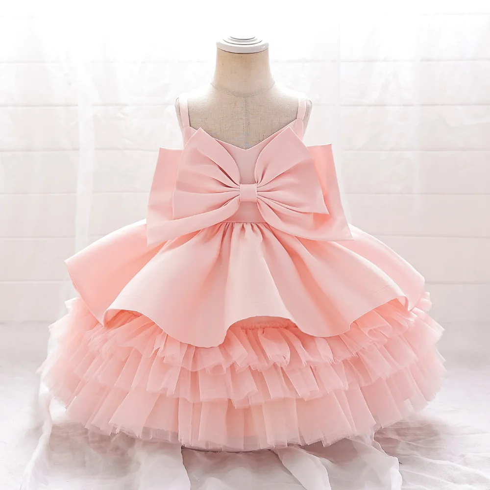 Elegant Big Bow Evening Party Girls Dress Newborn Christmas Kids Clothes Princess Pageant Ceremony Gown Luxury Costume Vestidos