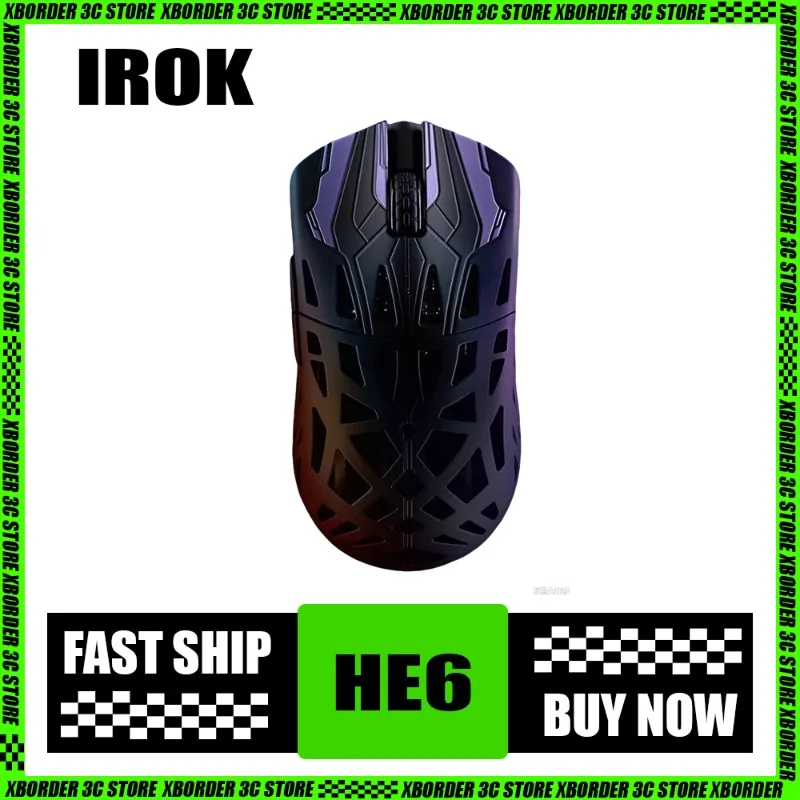 

IROK HE6 Wireless Mouse Latest Lightweight Carbon Fiber with Hollow Design 3 Mode Bluetooth Wireless PAW3950 Gaming Office Mouse