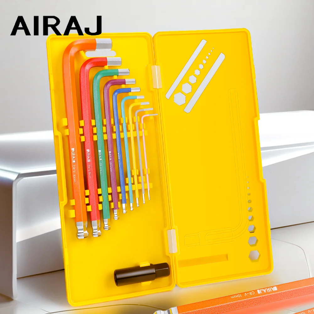 

AIRAJ Colours Allen Hex Wrench Suit Automobile Repair Parts Tools Boxed Portable Hand Held Disassembly Tools For Maintenance.
