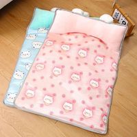 Ice Silk Pet Cooling Mat Bite-resistant with Pillow Dog Cooling Bed Rectangular Cartoon Pattern Pet Summer Pad for Puppy Cat