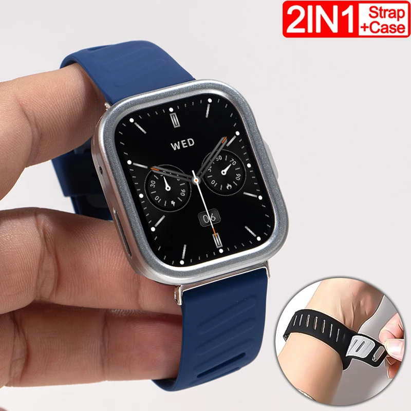 Silikonarmband für Huawei Watch Fit 4 Fit4Pro Armband + PC-Gehäuse Displayschutz Zweifarbiges Uhrenarmband für Huawei Watch Fit 4 Pro