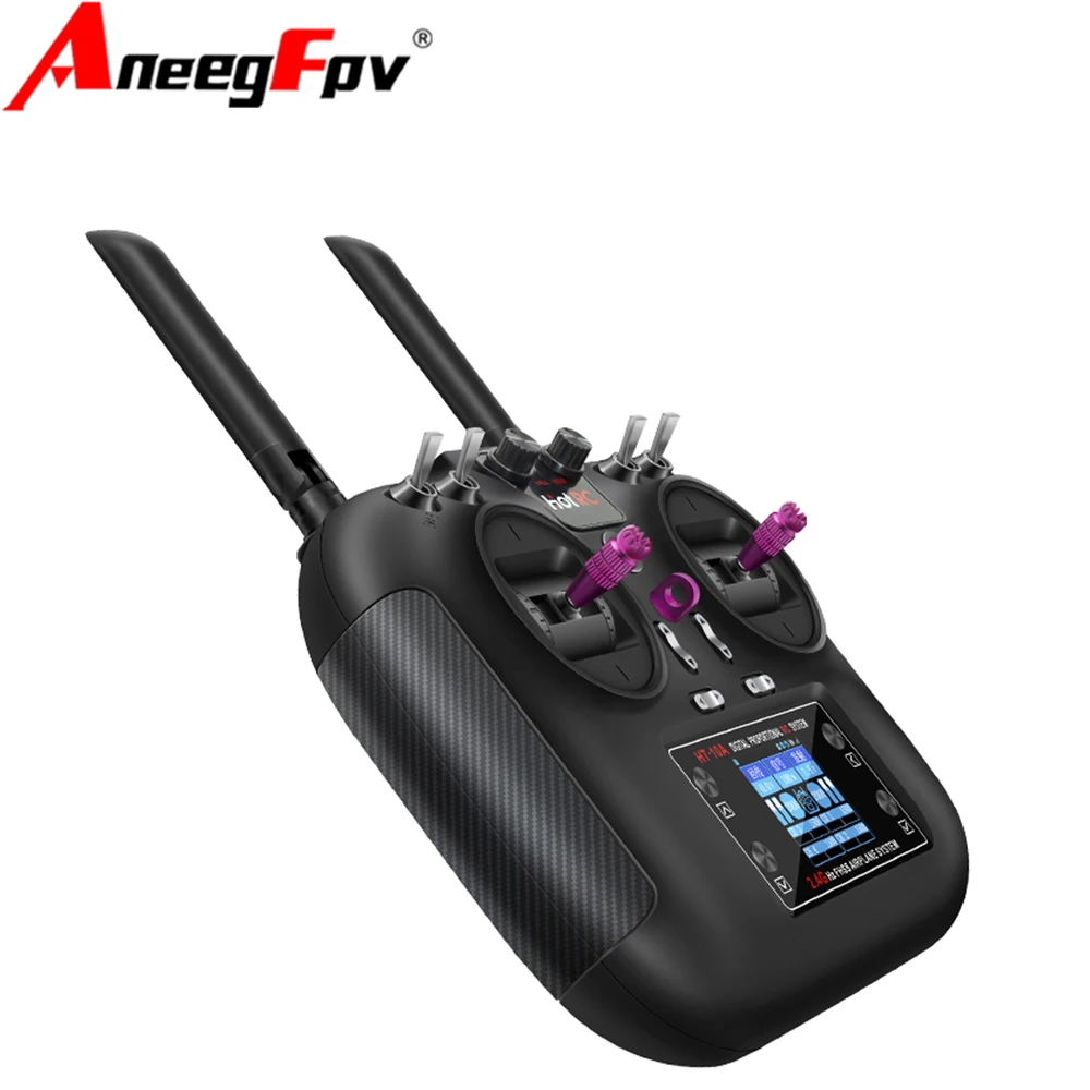 

HOTRC HT-10A Десятиканальный цветной экран Пульт дистанционного управления Подходит для дистанционного управления моделями самолетов и автомобилей Дрон FPV