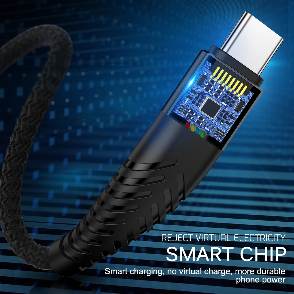 1 M 2 M 3 M USB Type C สําหรับ Samsung Galaxy S20 3A Fast สายชาร์จ USB C สําหรับ Huawei P40 Xiaomi Redmi Charger สายยาว