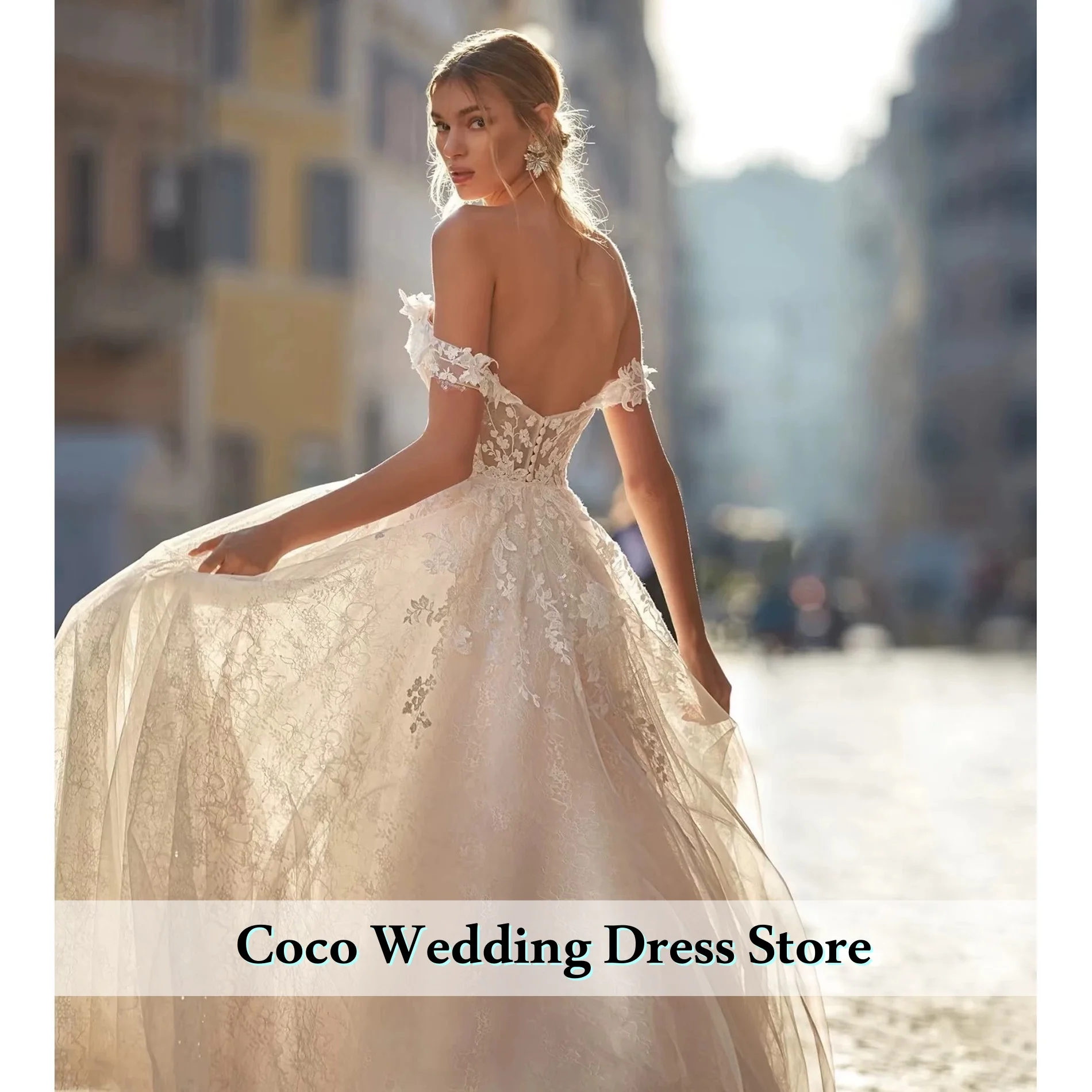 Angepasst Luxus Spitze Hochzeit Kleid Bräute Für Frauen Off Schulter Korsett Braut Kleid Boho Brautkleid Vestidos De Novia