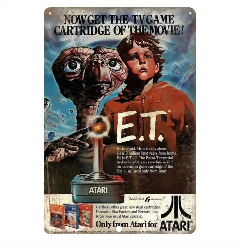 Y1,E.T. Extraterrestrial - Retro Video Game Metal Poster Tin Sign 20*30cm  -aluminum