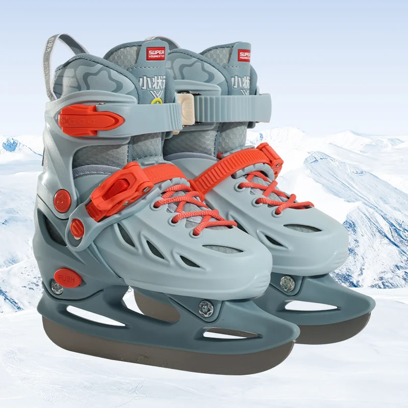 

Регулируемые коньки, обувь для катания на коньках для детей, хоккейные коньки на шнуровке, мягкая подкладка и усиленная поддержка лодыжки, 4 размера