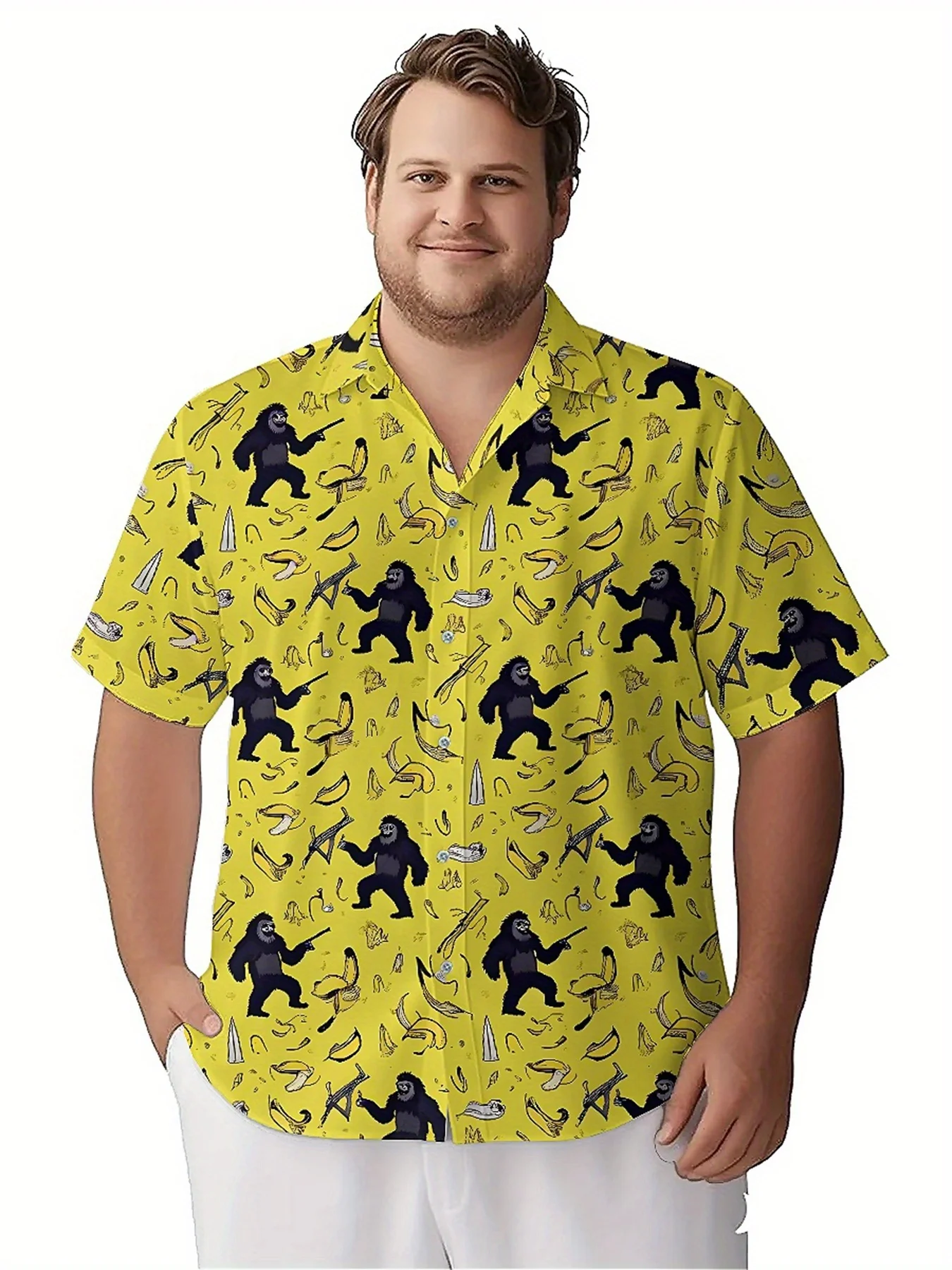 Men's Plus Size Hawaiian ShirtsSasquatch Camouflagepattern, Summer Casual Tops, Suitable for Outdoor and Party, Streetwear