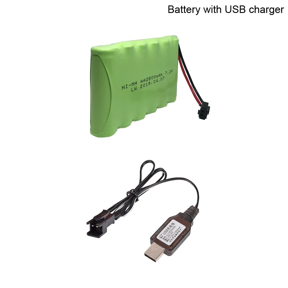 7.2v 2800mah แบตเตอรี่ nimh และ USB Charger 5in1 ชุดสายสำหรับของเล่น RC รถเรือปืนถังรถบรรทุกรุ่นของเล่น RC 7.2v แบตเตอรี่