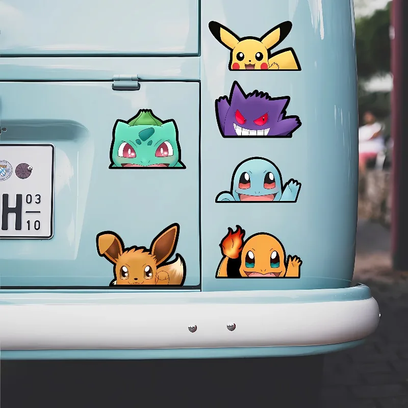 

6styles Pokemon Anime Stickers Cute Car Sticker Cute Kawaii Pikachu Eevee Gengar Creative Funny Decoration Birthday Gifts