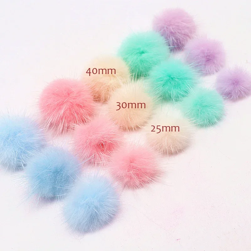 25mm 30mm 40mm Mink Fur Pompons Flutty Real Fur Ball Pompoms Many Colours Diy Pom Pom for Sewing on Knitted Keychain Scarf Decor