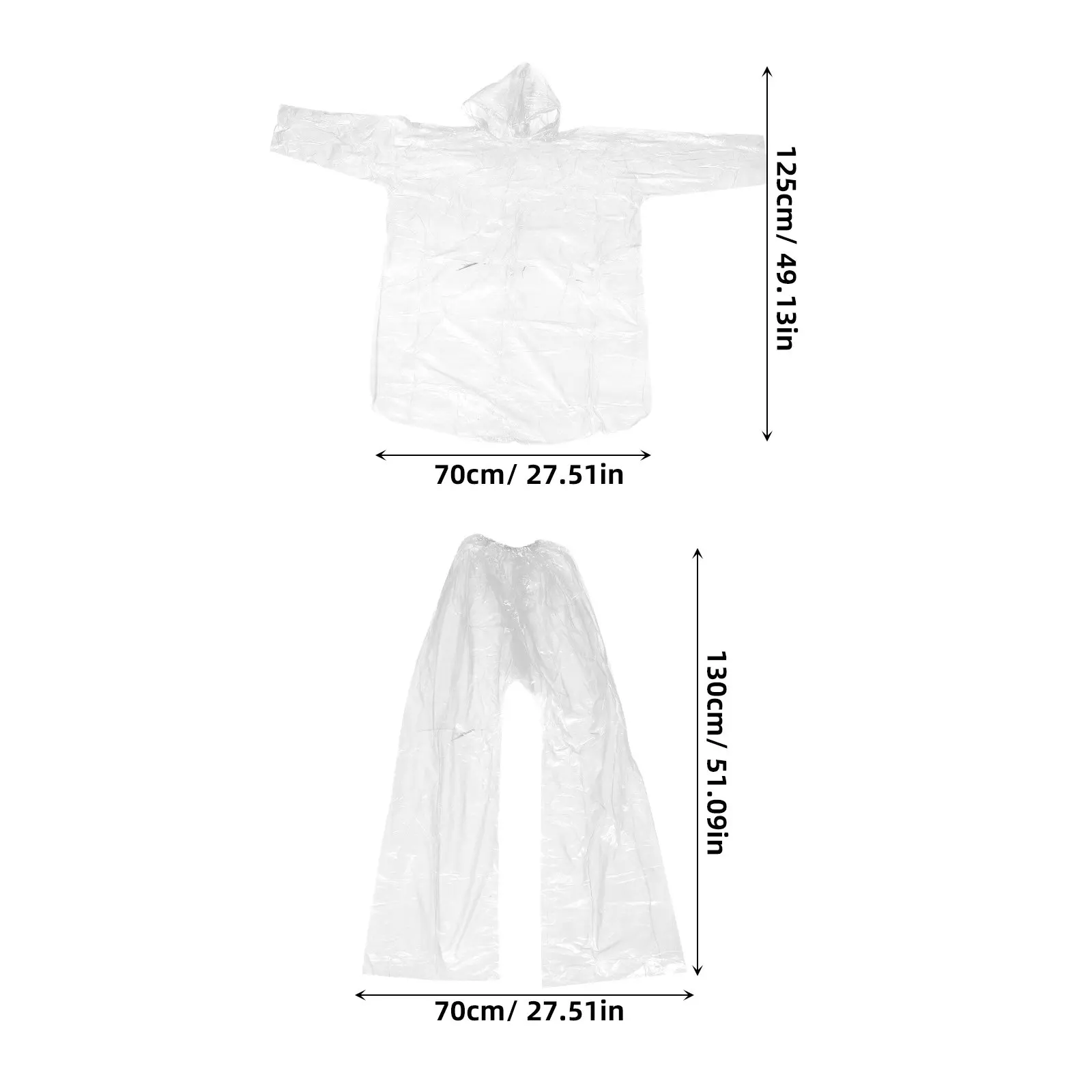 3 Ensembles de Vêtements de Pluie Jetables : Imperméables Transparents à Capuche, Pantalons, Ponchos