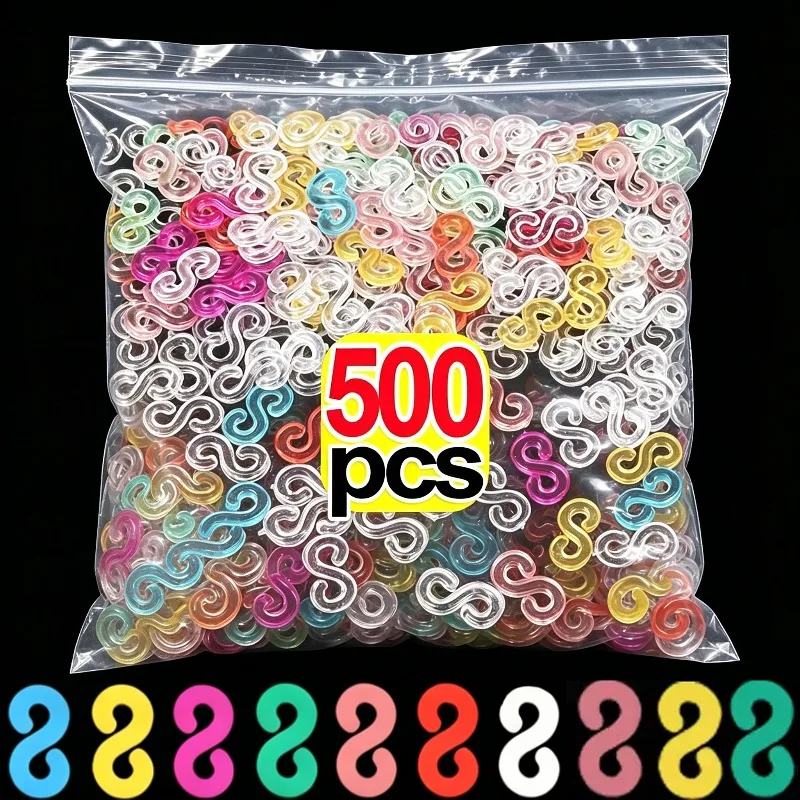 Clips en S de colores con gancho de cierre de banda de goma para Charm Loom Gummies, pulseras elásticas, Fefillb, accesorios y suministros para la fabricación de joyas DIY