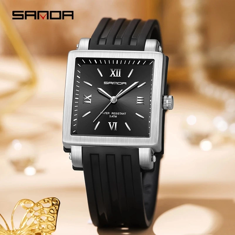 Sanda 3208 New Quartz Watch Korean Square Fashion Waterproof Quartz Men's and Women's Electronic Watch