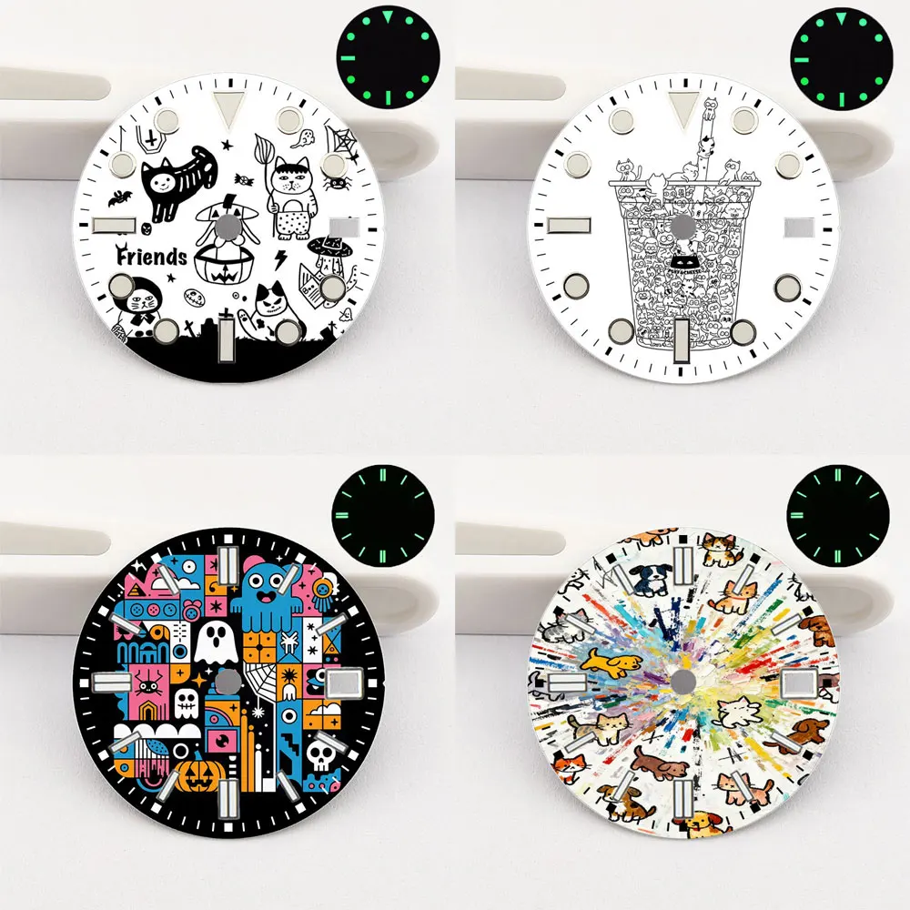 28.5mm Watch Dial NH35 Dial Custom Pattern Color Printing NH35 Watch Face Fit NH35/36 Movement Watch Parts