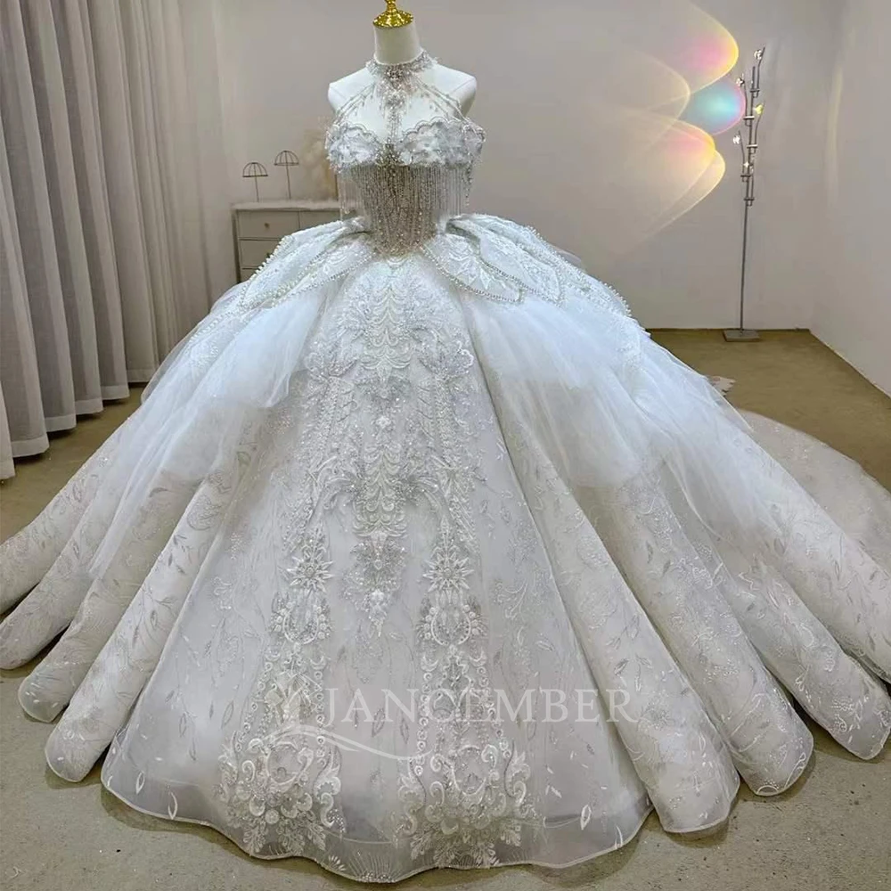 

Custom New Princess Organza Customized Wedding Dress Sequined Short Sleeve Bridal Gown Dreamy Dresses vestidos de novia boda