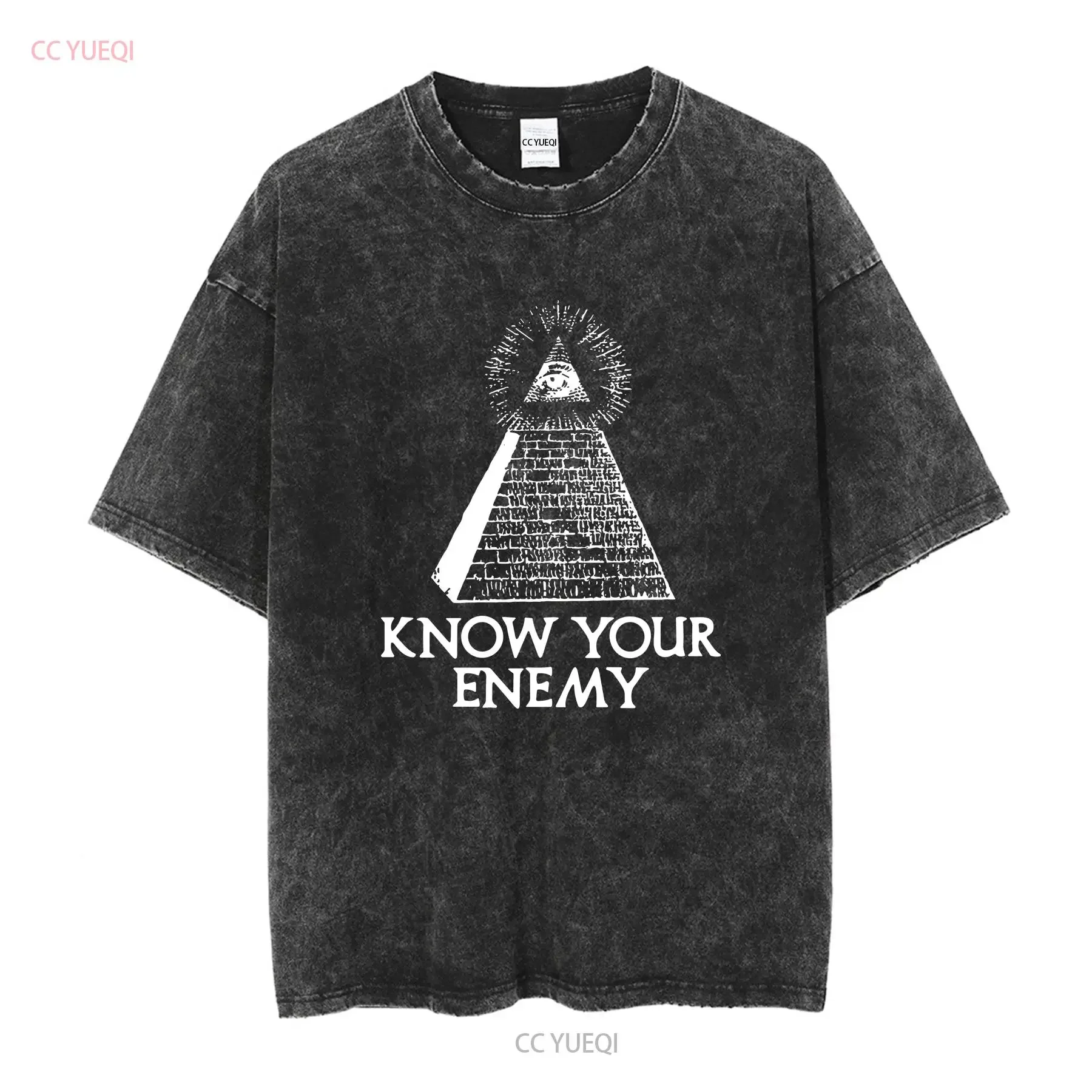 KNOW YOUR ENEMY Illuminati Eye Pyramid Killuminati T shirt 100 cotton vintage Washed Versatile Comfortable graphic homme