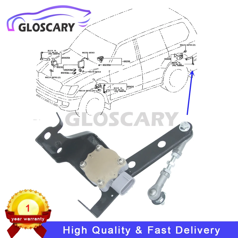 

Rear Left or Right Vehicle Height Level Sensor For Toyota Land Cruiser J100 Lexus LX470 1998-2008 LX570 2007- 89407-60010