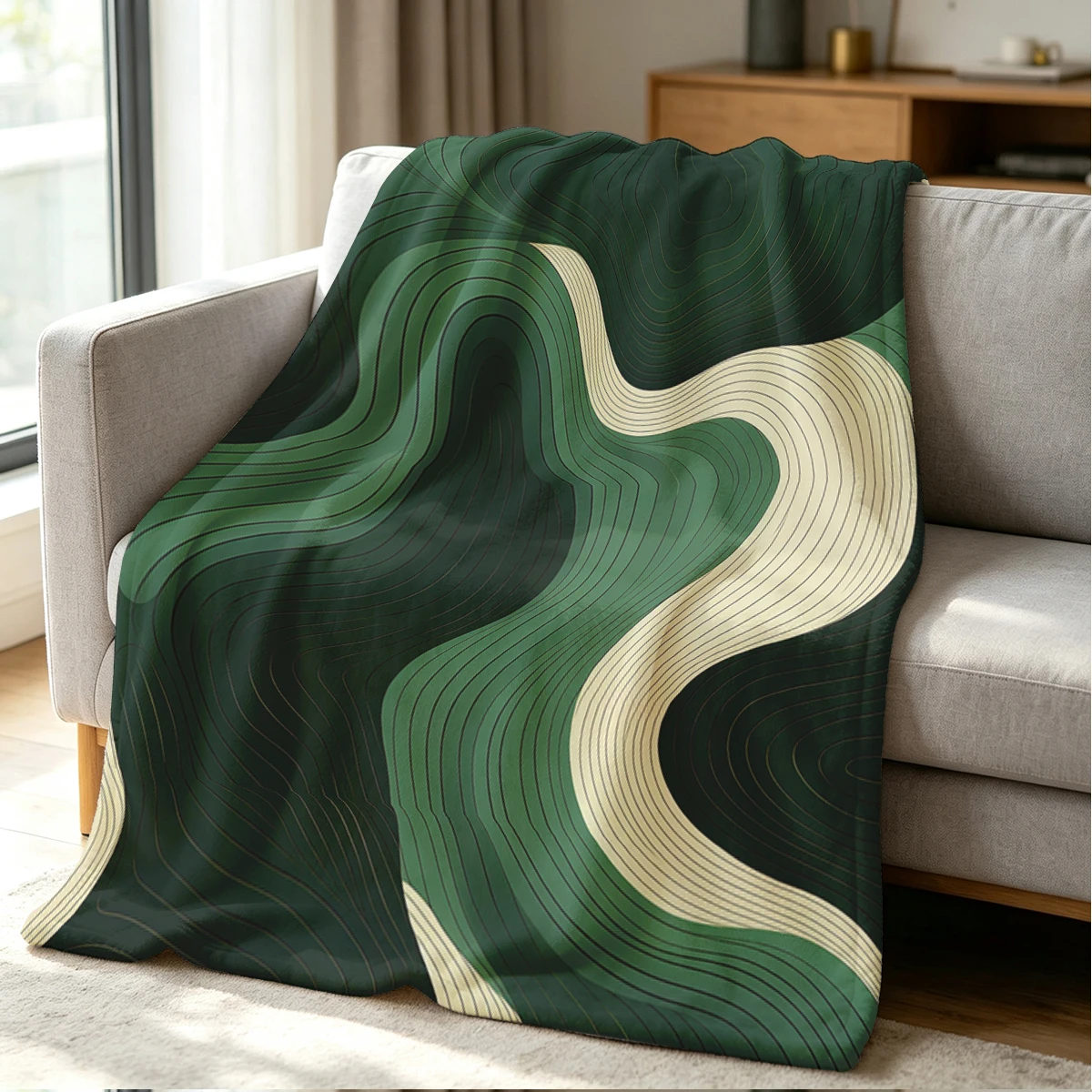 Green Flow Blanket Soft Cozy Throw for Sofa Bed Festive Holiday Decor Gift for Kids and Adults,Lightweight and Warm