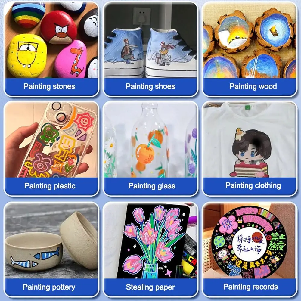 12/24/36/48Colors Children Acrylic Pen Direct Liquid Waterproof Drawing Painting Pen Stationery Paint Permanent