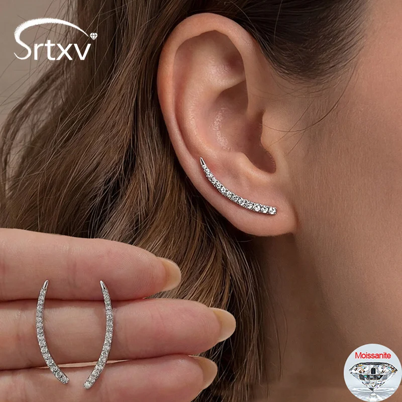 

Full D Moissanite Stud Earrings for Women Girls Sparking Pure 925 Silver Platinum Plated Lab Diamond Wedding Bridal Jewelry Gift