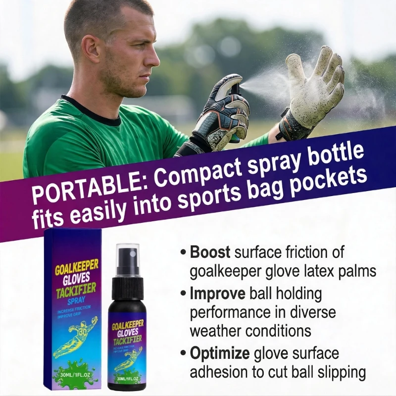 Goalkeeper Glove Grip Aid Bottle for Soccer Training, Game Day Use, Warmup Routines and Fast Glove-Surfaces Touchups 24BD