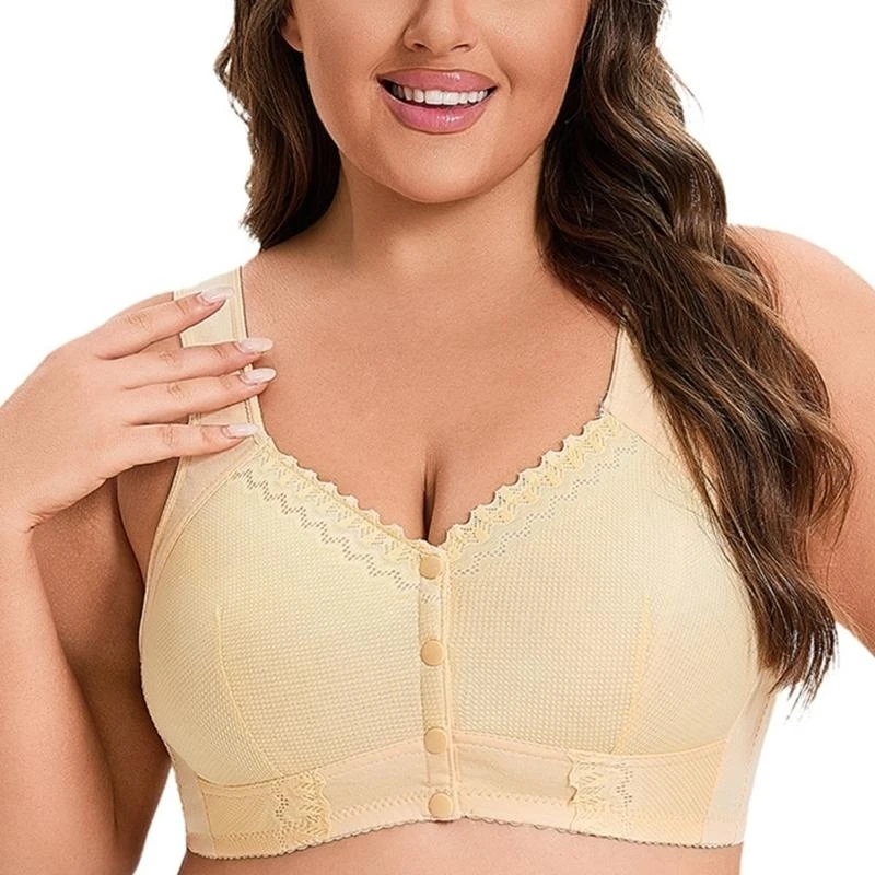 Easy Wear Front Buckle Bra Senior Women Wireless Support Comfort Lift Breathable Fabric Underwear Wide Strap Brassiere