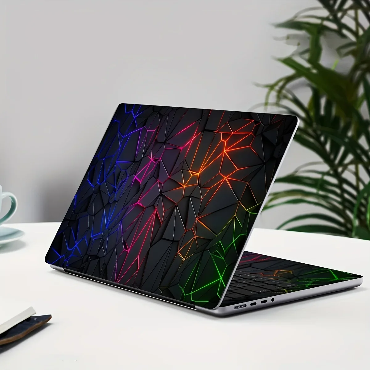 2-Piece Minimalist Geometric Mesh Laptop Skin, Scratch-Resistant and Waterproof PVC Case for MacBook, HP, Lenovo, Etc