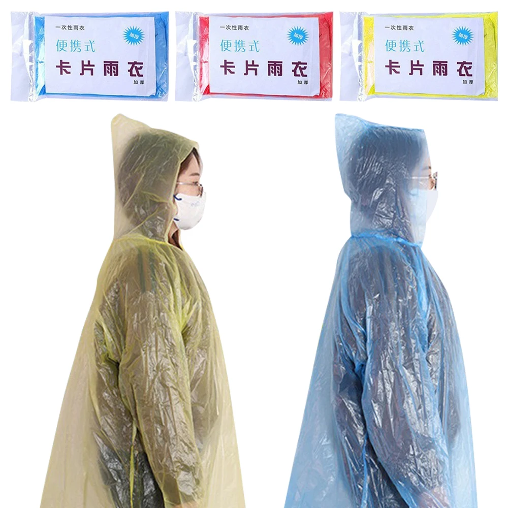 Impermeável Descartável por Compressão a Vácuo para Adultos, Travel Rain Coat, Capa de Chuva Espessada, Embalagem Impermeável, Cartão, Novo, 1Pc