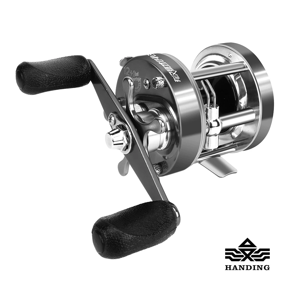 

HANDING Flag Round Baitcasting Reel, Aluminum Alloy Body Fishing Reels, 13kg Max Drag, 5.3:1 Gear Ratio, 12+1 BB Reel for Pike