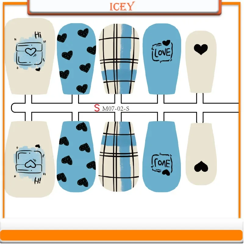 

Icey Beauty 30pcs Blue Envelope Press on Nails Semi Wearable Nail Products Pre Made Nail Codes Nail Plates