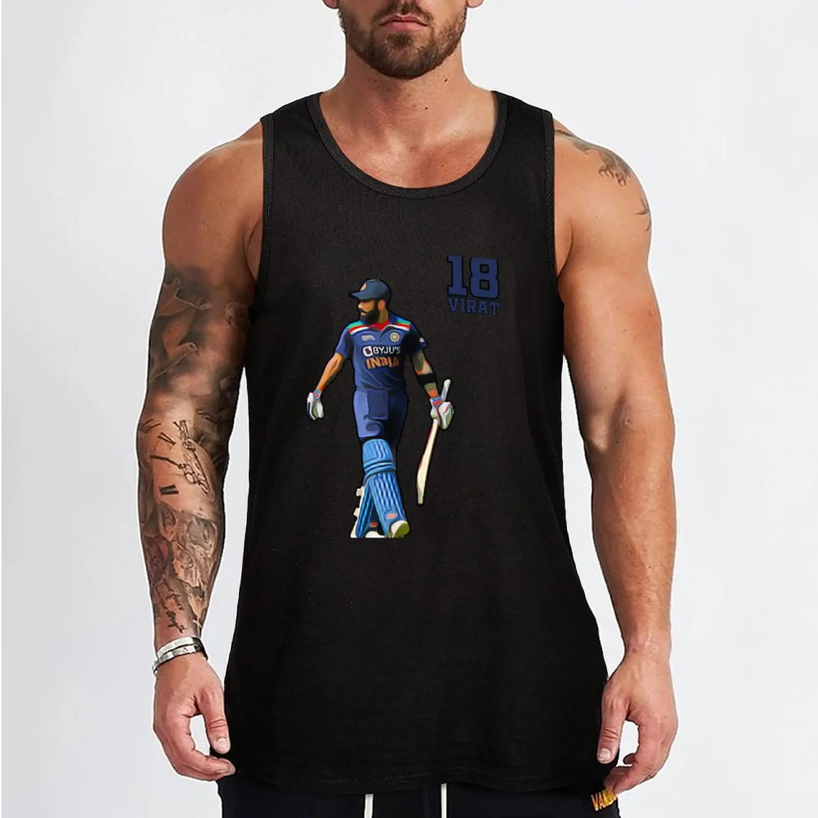 Virat Kohli - Indian Cricket Player - Batsman - T20 Tank Top sleeveless shirt man gym T-shirt male man vest Men gym sportswear