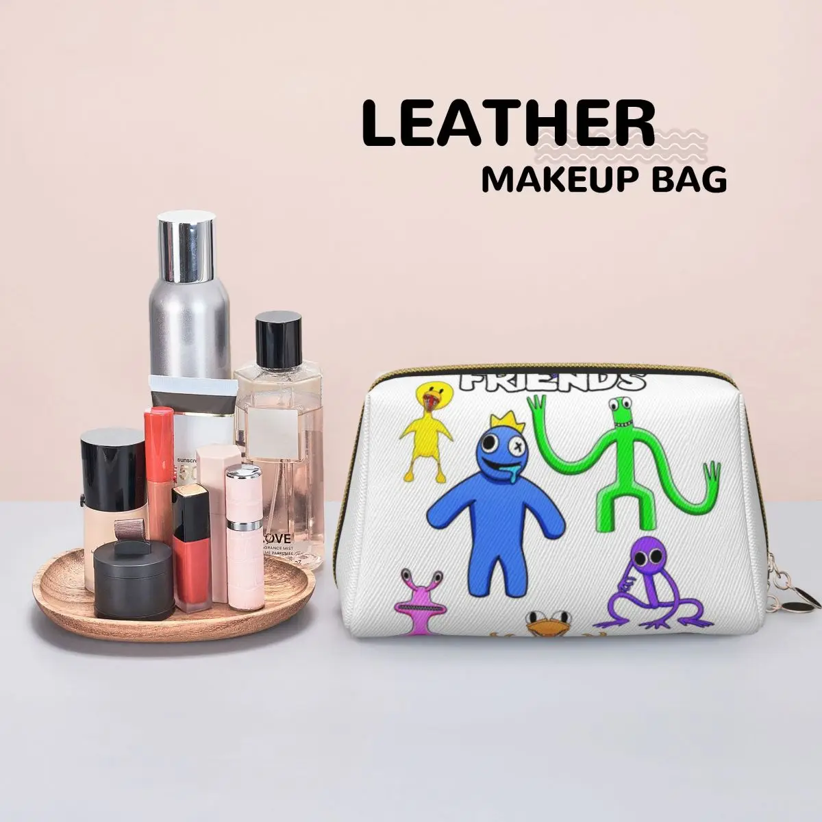 Rainbow Friends Women Cosmetic Bags Travel Makeup Organizer Pouch Toiletry Storage Dopp Kit Box