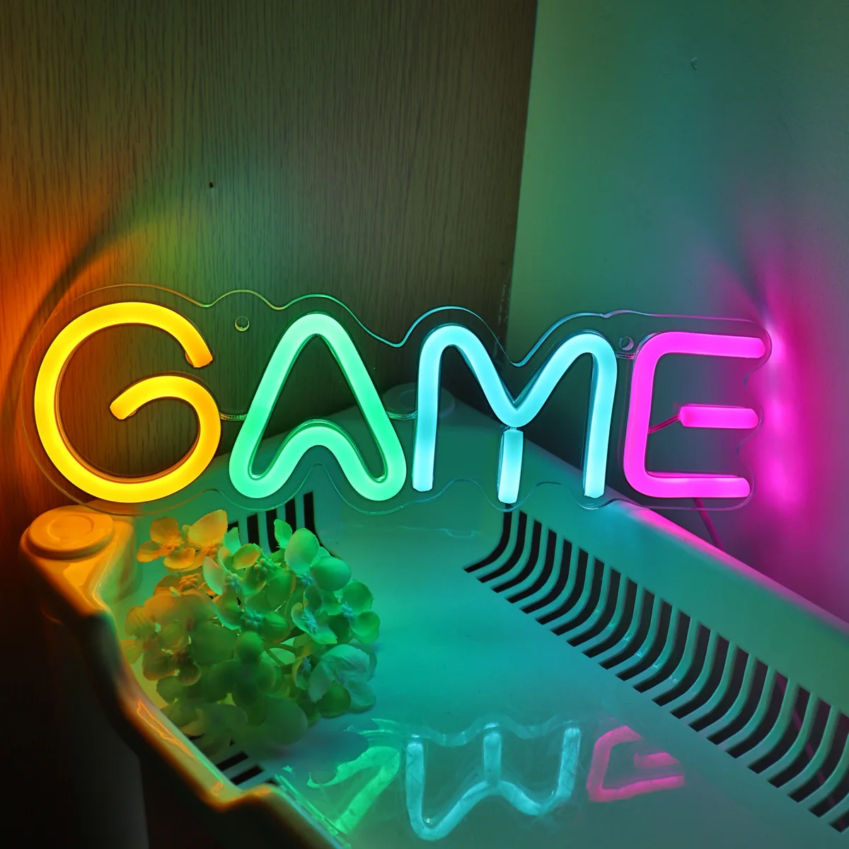 1PC Colorful GAME Letter Neon Sign Light For Game Room Party Gallery Shop Club Game Youtuber Decoration 11.02\'\'* 3.43\'\'