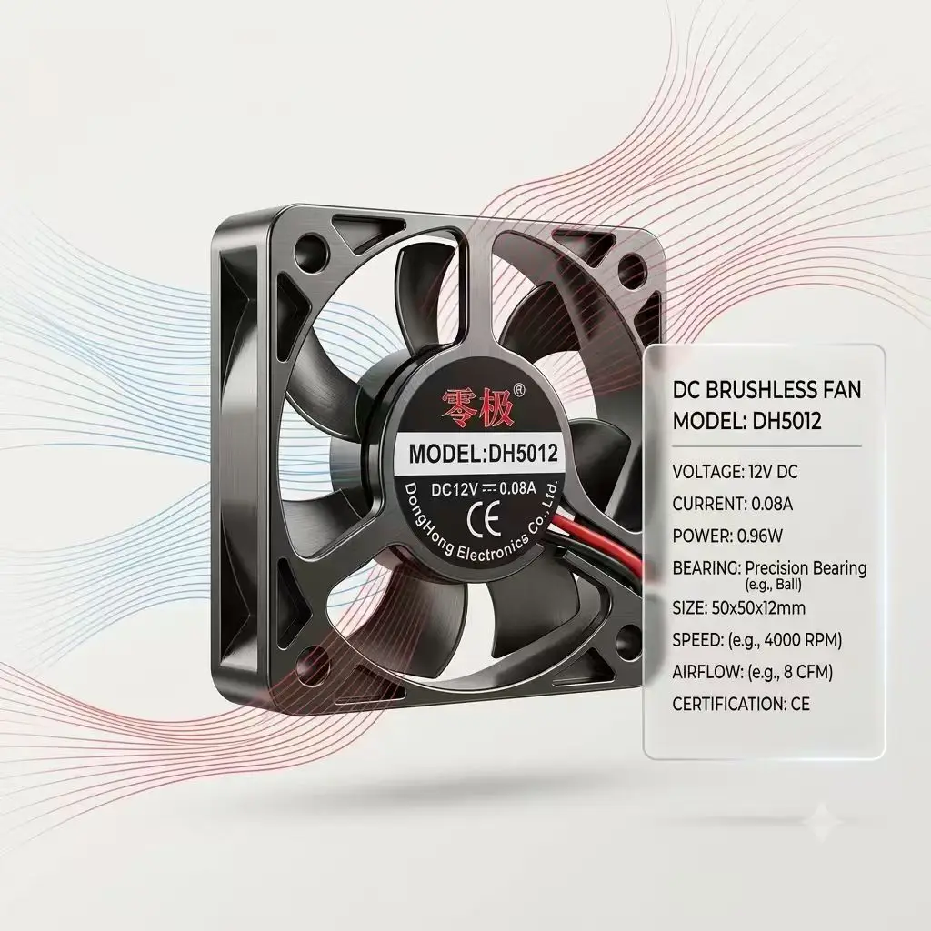 For DongHong DH5012 DC 12V 0.08A 50mm 5012 5cm Precision Ball Bearing 3D Printer Inverter Micro DC Brushless Cooling Fan