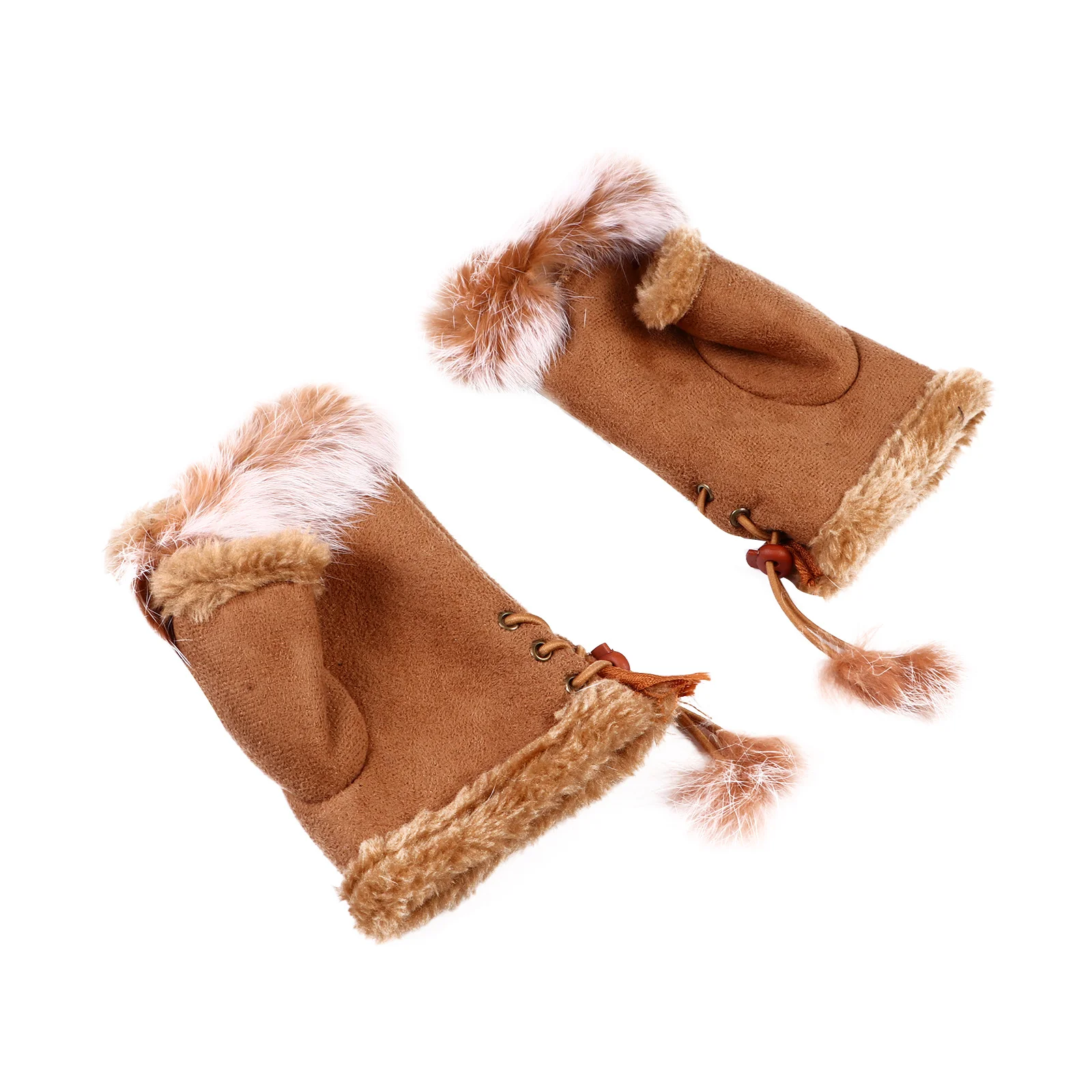 

Warm Suede Half Finger Gloves for Women Winter Touchscreen Friendly Outdoor Activities Students Gloves Mittens